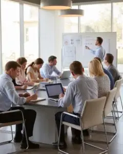 des personnes dans une salle de formation