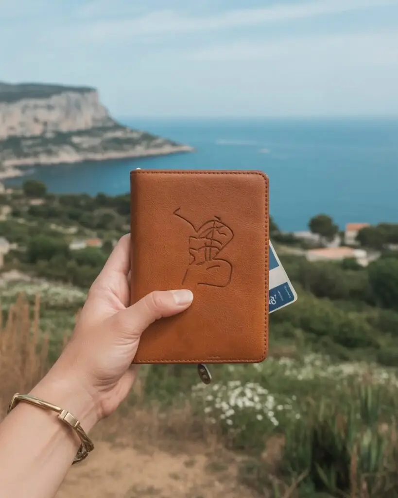 une personne qui tend son carnet de voyage